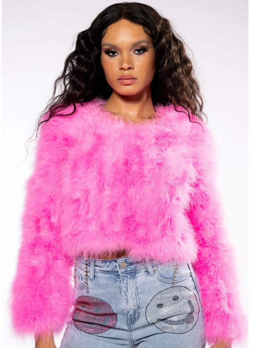 π¦πUBER GORGE!ππ¦LUXURIOUS OSTRICH FEATHER JACKET IN PINK - Picture 3 of 16